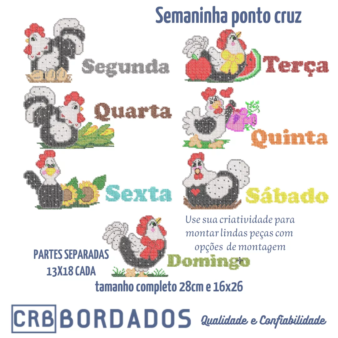 Matriz Bordado Semaninha Ponto Cruz Galinha Feliz - Matriz Bordados  Eletrônicos